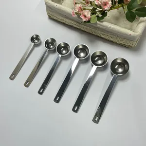Cuillère Doseuse en Acier Inoxydable 304 Avec Échelle Manche Long Poli Miroir Pour Cuisine Café Argent