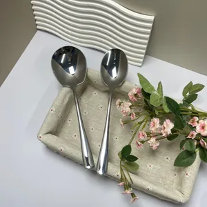 Lot de 2 cuillères de service en acier inoxydable 304 poli miroir pour la maison