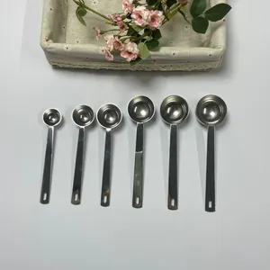 Lot de 6 cuillères à mesurer en acier inoxydable avec échelles pour cuisine et pâtisserie