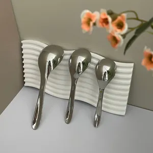Lot de 3 cuillères en acier inoxydable 316L poli miroir en plusieurs tailles pour la maison