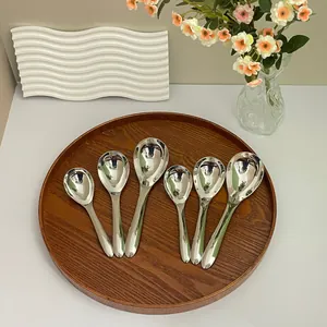 Cuillère à Soupe en Acier Inoxydable 316 Épaissie Poli Miroir Cuillère de Table Ronde Pour Maison Restaurant Argent