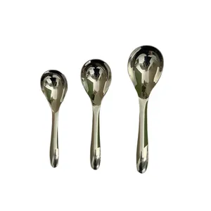 Ensemble de trois cuillères rondes en acier inoxydable 316 avec finition miroir