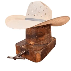 Western Paper Straw Cowboy Hat With Hollow Out Breathable Design Grey Satin Ribbon Sun Protection Beach Vacation Hat