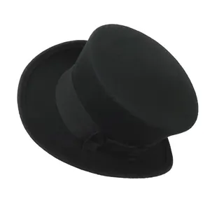 Vintage Australian Wool Top Hat For Men Women Classic Victorian Felt Hat With Ribbon Bow Formal Party Accessory