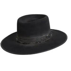 Chapeau Pork Pie en Feutre de Laine Vintage Homme Femme Bord Large Calotte Plate Fedora Avec Ruban Tressé Chapeau de Soleil