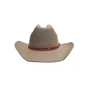 Chapeau de cowboy classique en feutre de laine kaki avec bande en cuir cloutée élégante