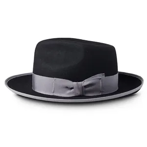 Sombrero Fedora Vintage de Fieltro 100% Lana para Hombre Mujer Elegante Sombrero de Iglesia de Ala Ancha Con Decoración de Lazo y Ribete