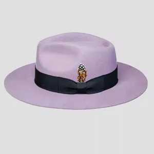 Elegant Wool Fedora Hat For Women Vintage Wide Brim Church Bow Ribbon Trim Feather Decor Solid Color Winter Fall Sun Hat
