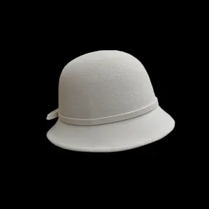 French Vintage Wool Felt Cloche Hat For Women Elegant Bow Decor Fedora Winter Warm Top Hat Hepburn Style Wedding Party Dress Hat