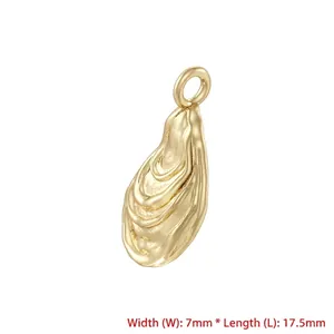 Gold oyster shell pendant 7x17.5mm with natural textured finish in stainless steel