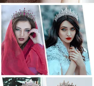 Detailed comparison of vintage crown with purple rhinestones and silver bridal tiara
