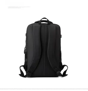 Tactical black backpack back view showing padded mesh straps and breathable cushioning