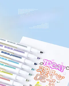 Close-up of double line outline pens showing fine tips and shimmering silver metallic ink