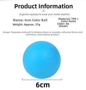 Detailansicht des 6cm blauen TPR-Anti-Stress-Balls mit Farbpastenfüllung für Entspannung