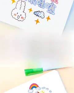 Close-up of green double line outline marker pen showing silver core and color border