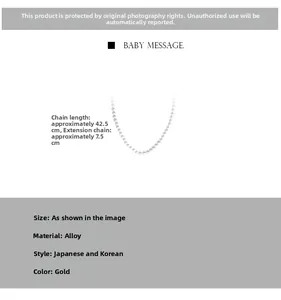 Detailed size specifications of the elegant gold pearl necklace with 42.5cm chain length