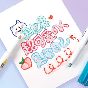 12 colors double line outline markers with metallic glitter effect for art and journaling