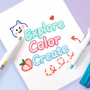12 colors double line outline markers with metallic glitter effect for art and journaling