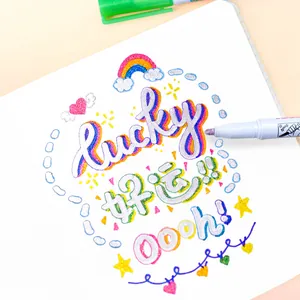 12-color double-line outline markers with metallic glitter ink for DIY drawing
