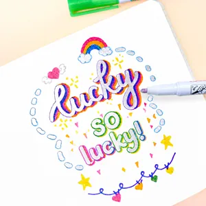 12-color double-line outline markers with metallic glitter ink for DIY drawing