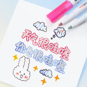 Double line metallic outline markers in 12 colors for artistic drawing and DIY crafts