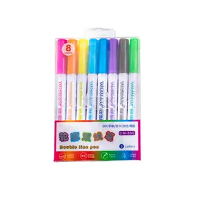 8 colors double line outline markers set in clear portable case for art and school