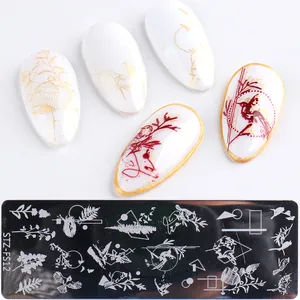 Vue détaillée de la plaque de stamping STZ-FS12 en acier avec motifs d'oiseaux