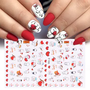 Dettaglio di adesivi per unghie 3D con personaggi dei cartoni animati e motivi a cuore F106