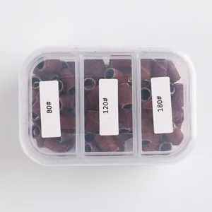 Drievaks doos met schuurbandjes korrel 80, 120 en 180 voor elektrische nagelfrees en manicure
