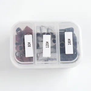 Nagelschuurbanden set met korrel 80, 120 en 180 in een doorzichtige opbergdoos voor manicure
