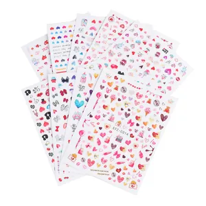 Adesivi per unghie San Valentino con cuori e orsetti design STZ-C014