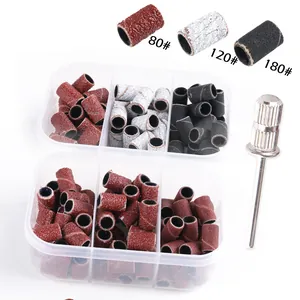 Professionele nagelschuurringen set grit 80 120 180 met mandrel in handige opbergdoos