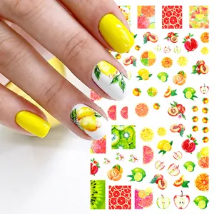 Adesivi per unghie con frutta estiva con motivi di limone e fragola per manicure