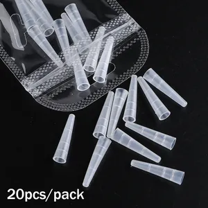 20pcs pack of translucent tapered silicone covers for protecting eyelash extension tweezers