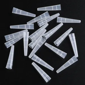Macro shot of translucent silicone protective tips for eyelash and nail tweezers set