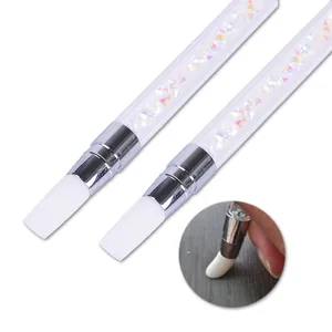 Πένα σιλικόνης για nail art με πολύχρωμα κρύσταλλα και ακρυλική λαβή DIY