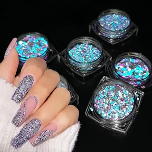 Holographic Diamond Reflective Nail Glitter Powder Sequins Laser Sparkle Chrome Dust For DIY Nail Art Decorations Manicure