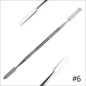 Dual-head stainless steel nail pusher with knurled non-slip handle for manicure prep