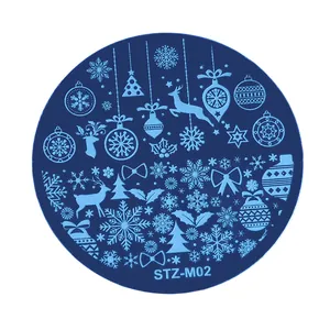 Macro detail of STZ-M02 stainless steel nail stamping plate with Christmas snowflakes