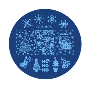 Macro detail of STZ-M05 stainless steel nail stamping plate with Christmas snowflake motifs