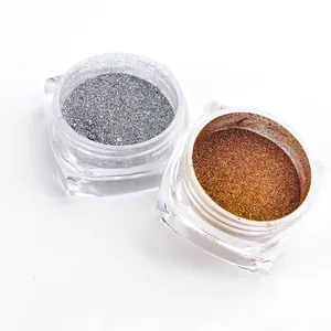 Metalen chroom nagelpoeder potjes in zilver en goudbrons voor glanzende manicure kunst