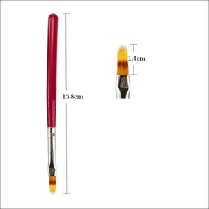 Details zum roten Nailart-Pinsel mit Maßen 13,8cm Gesamtlänge und 1,4cm Borsten