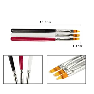 Set mit 3 Profi-Nagelkunst-Mischpinseln mit 13,8 cm Griffen und weichen Faserspitzen