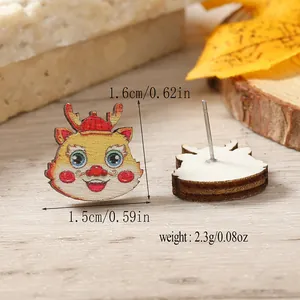 Detailed view of dragon earrings with dimensions 1.6x1.5cm and weight 2.3g in macro focus