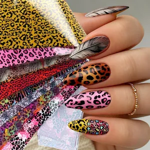 Leopard and animal print nail foil transfer stickers for DIY manicure decoration art
