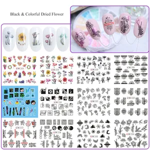 Detailed sheet of floral nail art stickers with various colorful rose and tulip patterns