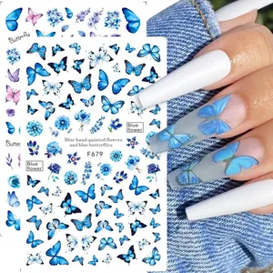 Adesivi per Nail Art Floreali Farfalla Retrò Decalcomanie per Unghie Autoadesive Rosa Leopardo per Decorazione Manicure Fai Da Te Donna