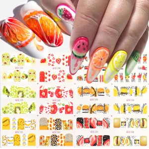 Autocollants Nail Art Filigrane Fruit Tropical Fleur Flamant Rose Papillon Vacances d'Été Décoration DIY Pour Femmes