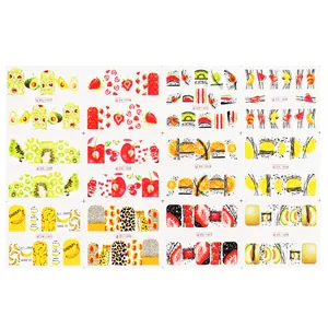 Lot de 12 autocollants nail art avec motifs fruits, imprimé léopard et géométriques