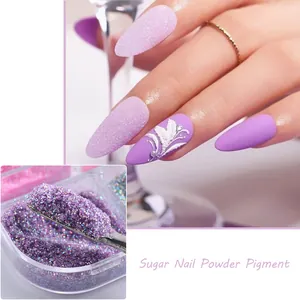 Zucker-Nagelglitzer in Fliederlila mit Applikator-Löffel und Aufbewahrungsbox